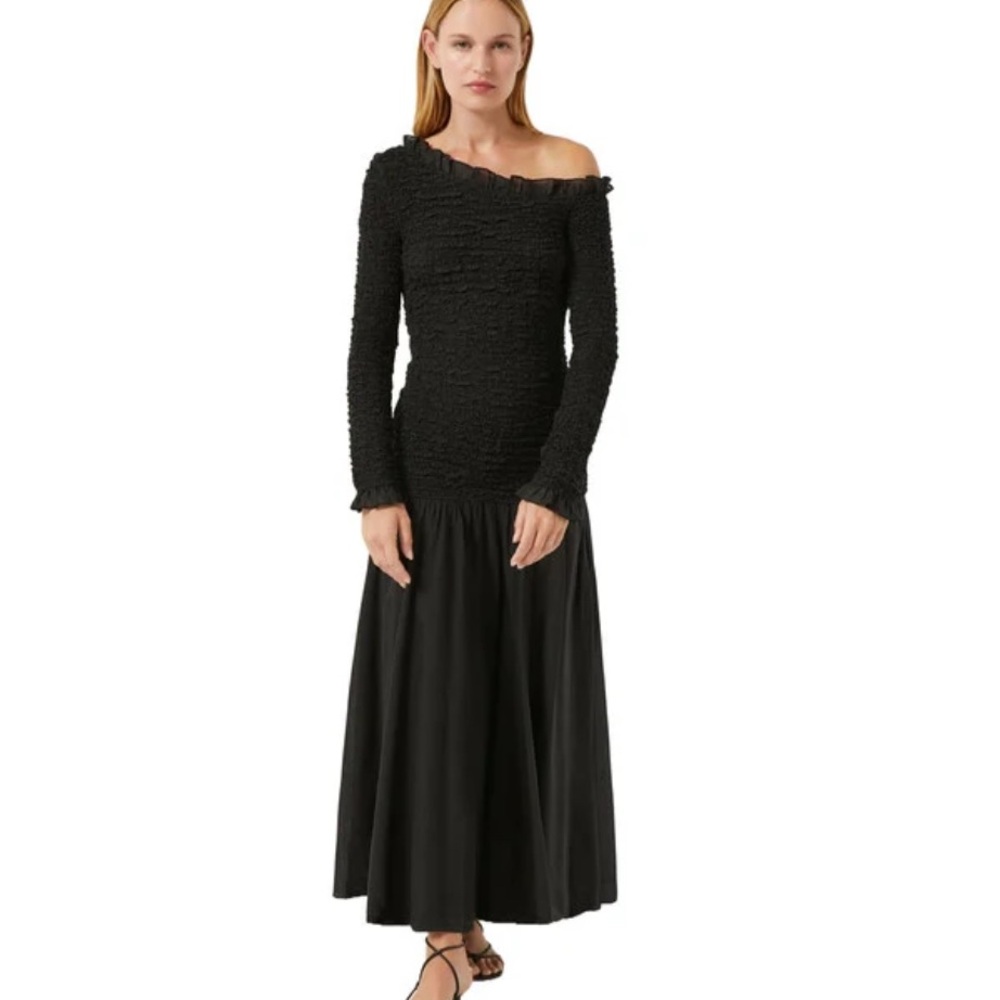 RHODE RESORT LETTIE ONE SHOULDER SMOCKED MAXI DRESS, Size XS